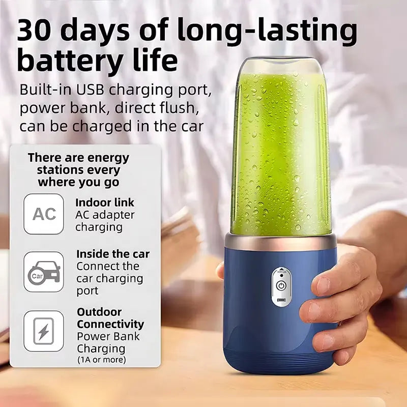 Portable Handheld USB Personal Mini Juicer Cup with Single or Double Cups for Travel Blender for Water Bottles
